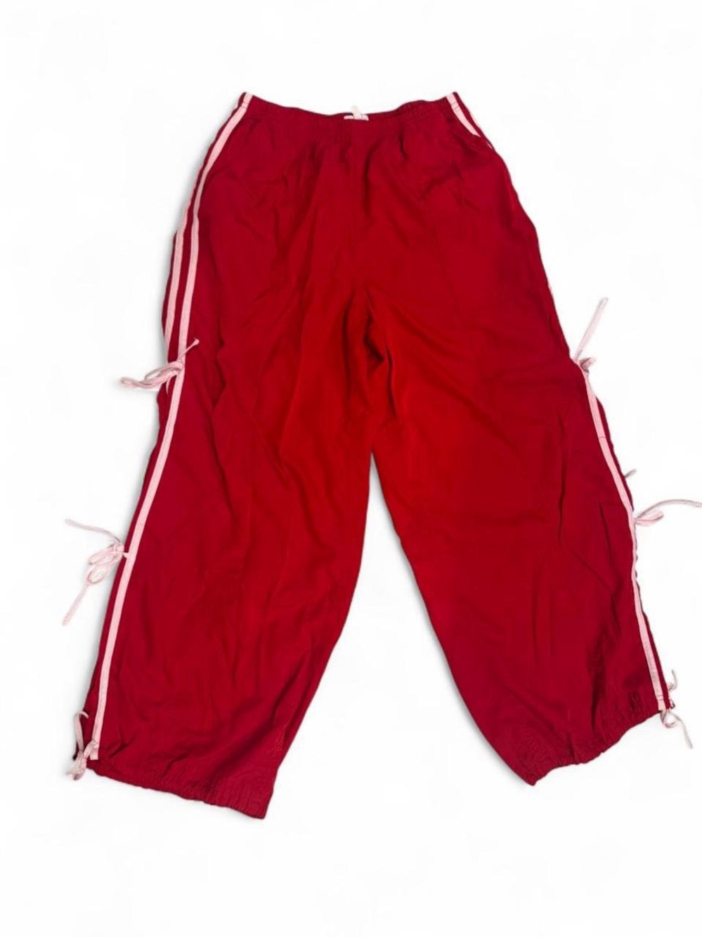Gorpcore Streetwear Cali 1850 LA Side Stripe Bow Tie Slit Wide Leg Track Pants - Picture 2 of 7